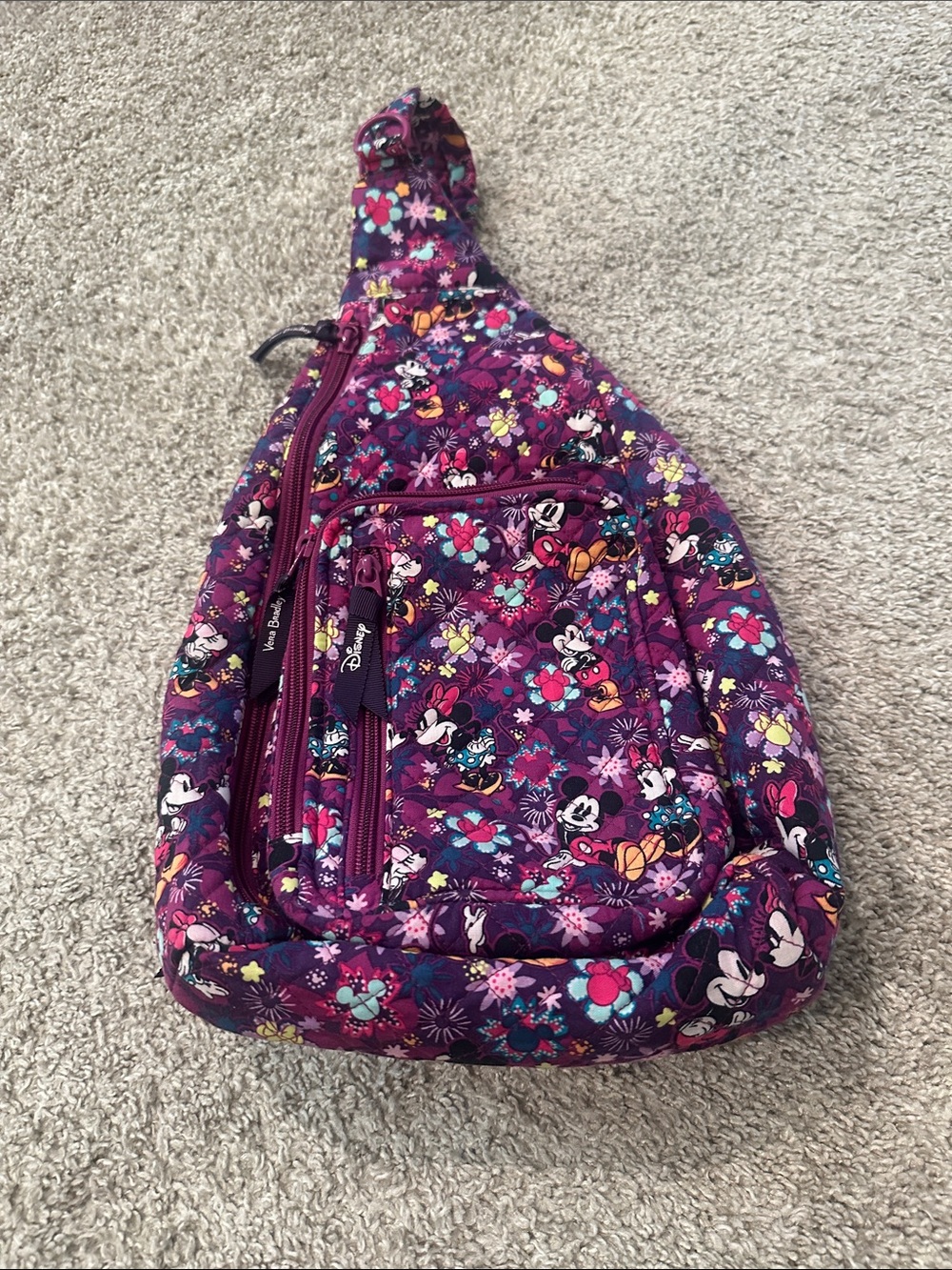 Vera Bradley Disney Purple Minnie Mouse Floral Crossbody Sling Bag